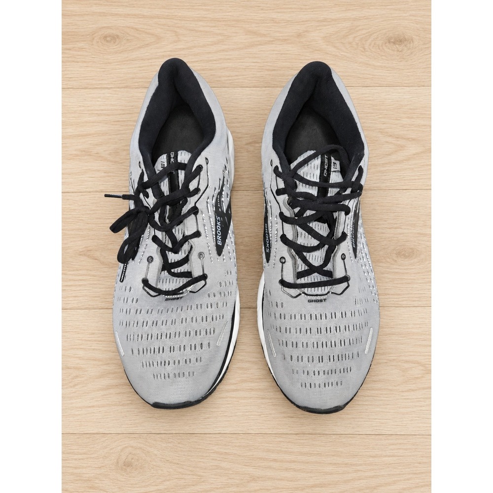Brooks Ghost 13 Mens Running Shoes Grey Black Wide 2E 1103482E040 Size 14